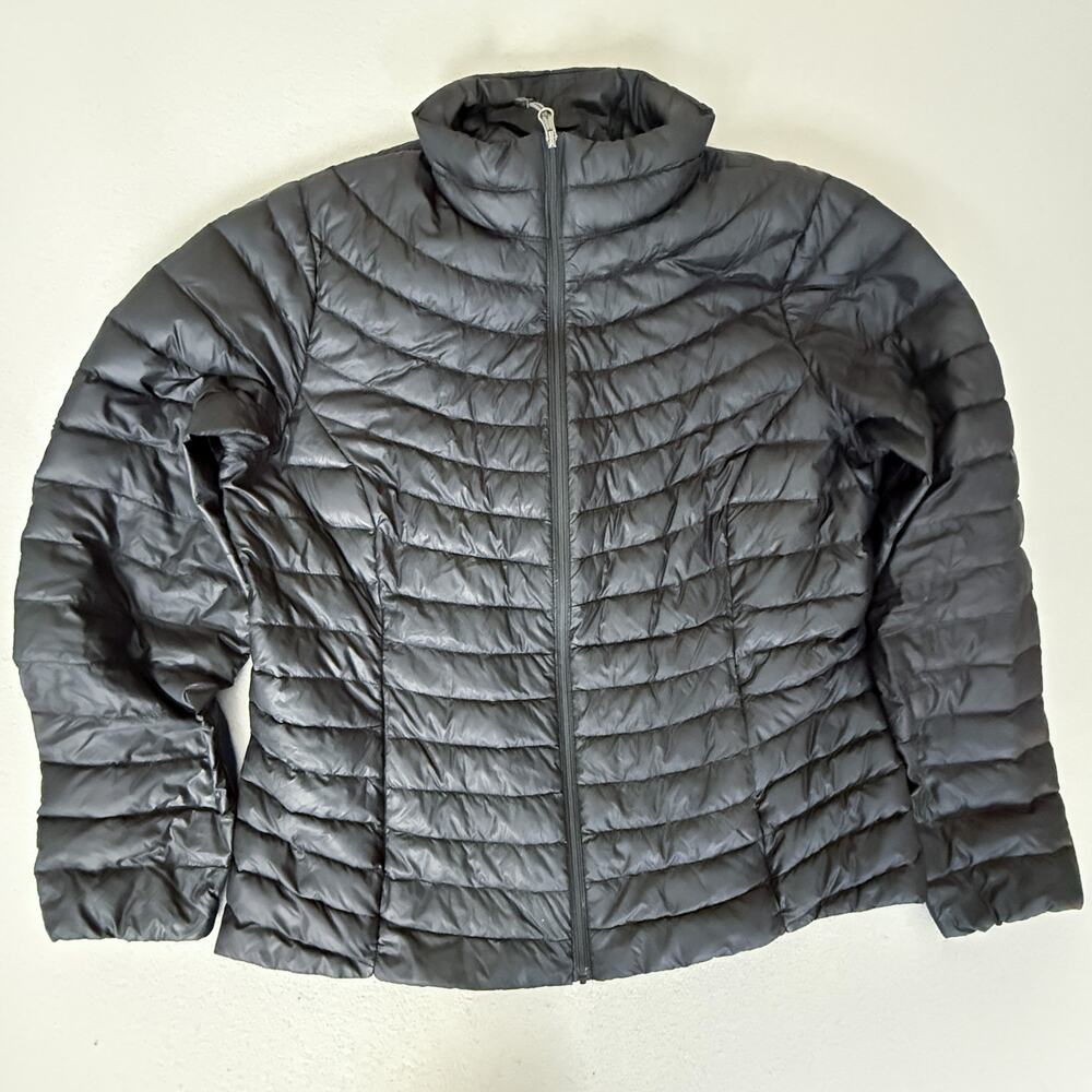 Black Lightweight Down Puffer Jacket Full Zip Packable 90/10 Down